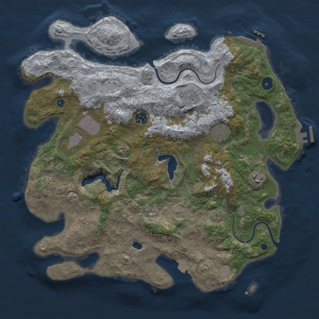 Rust Map: Procedural Map, Size: 4000, Seed: 1929873053, 12 Monuments
