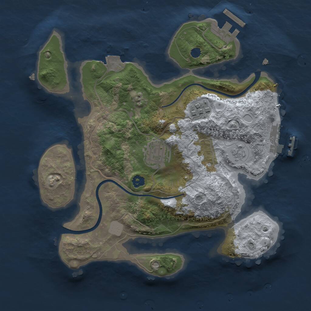 Rust Map: Procedural Map, Size: 2500, Seed: 68669, 6 Monuments