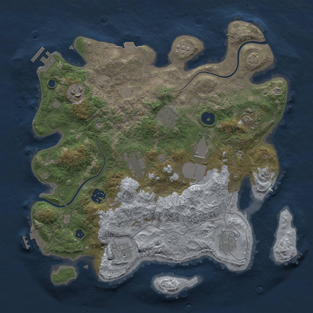 Rust Map: Procedural Map, Size: 3500, Seed: 1705116202, 15 Monuments