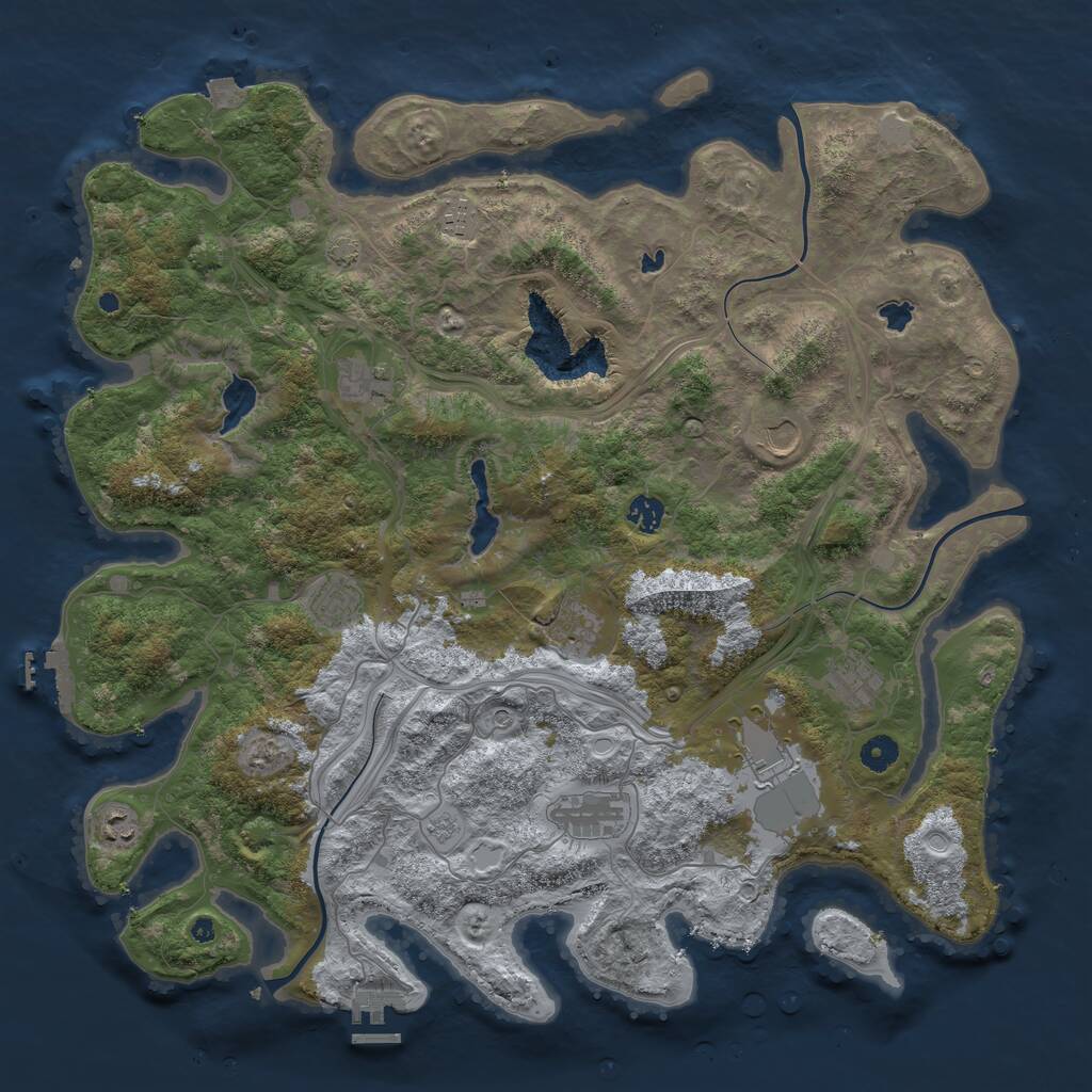 Rust Map: Procedural Map, Size: 4500, Seed: 1085367034, 16 Monuments