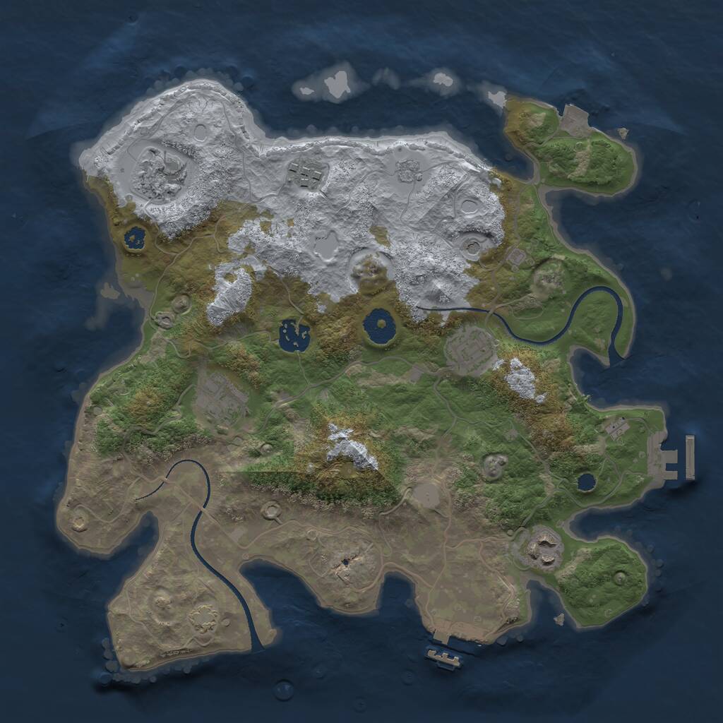 Rust Map: Procedural Map, Size: 3300, Seed: 1841658046, 12 Monuments