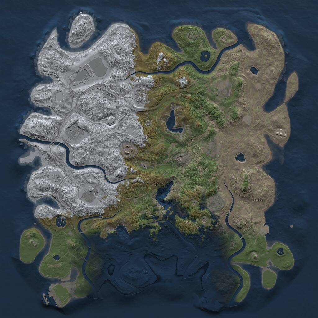 Rust Map: Procedural Map, Size: 4500, Seed: 1297914562, 16 Monuments