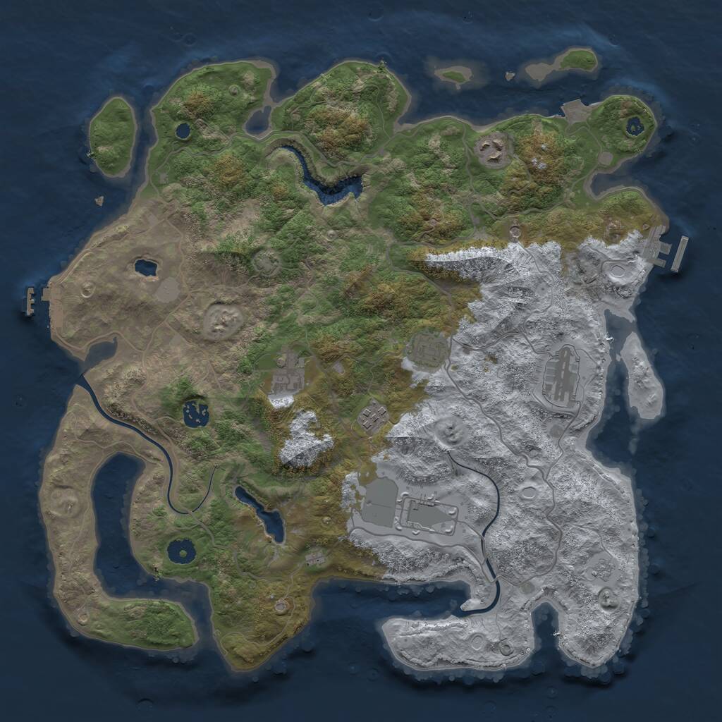 Rust Map: Procedural Map, Size: 4000, Seed: 101881, 13 Monuments