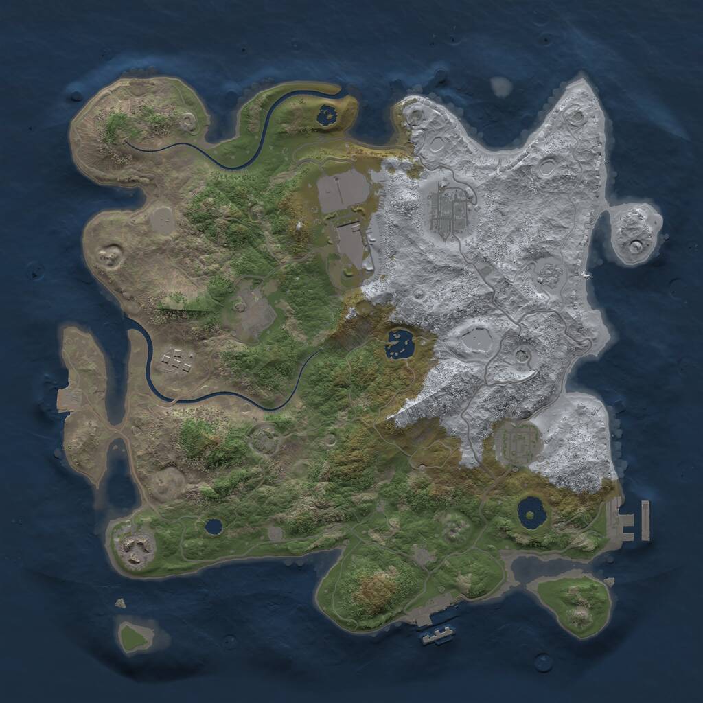 Rust Map: Procedural Map, Size: 3500, Seed: 1242885070, 13 Monuments