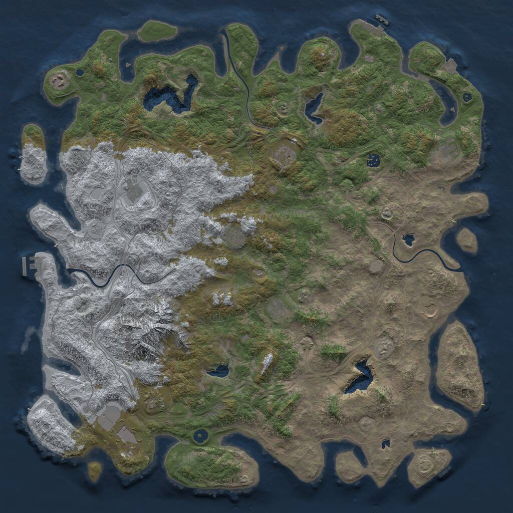 Rust Map: Procedural Map, Size: 5500, Seed: 2064383762, 17 Monuments