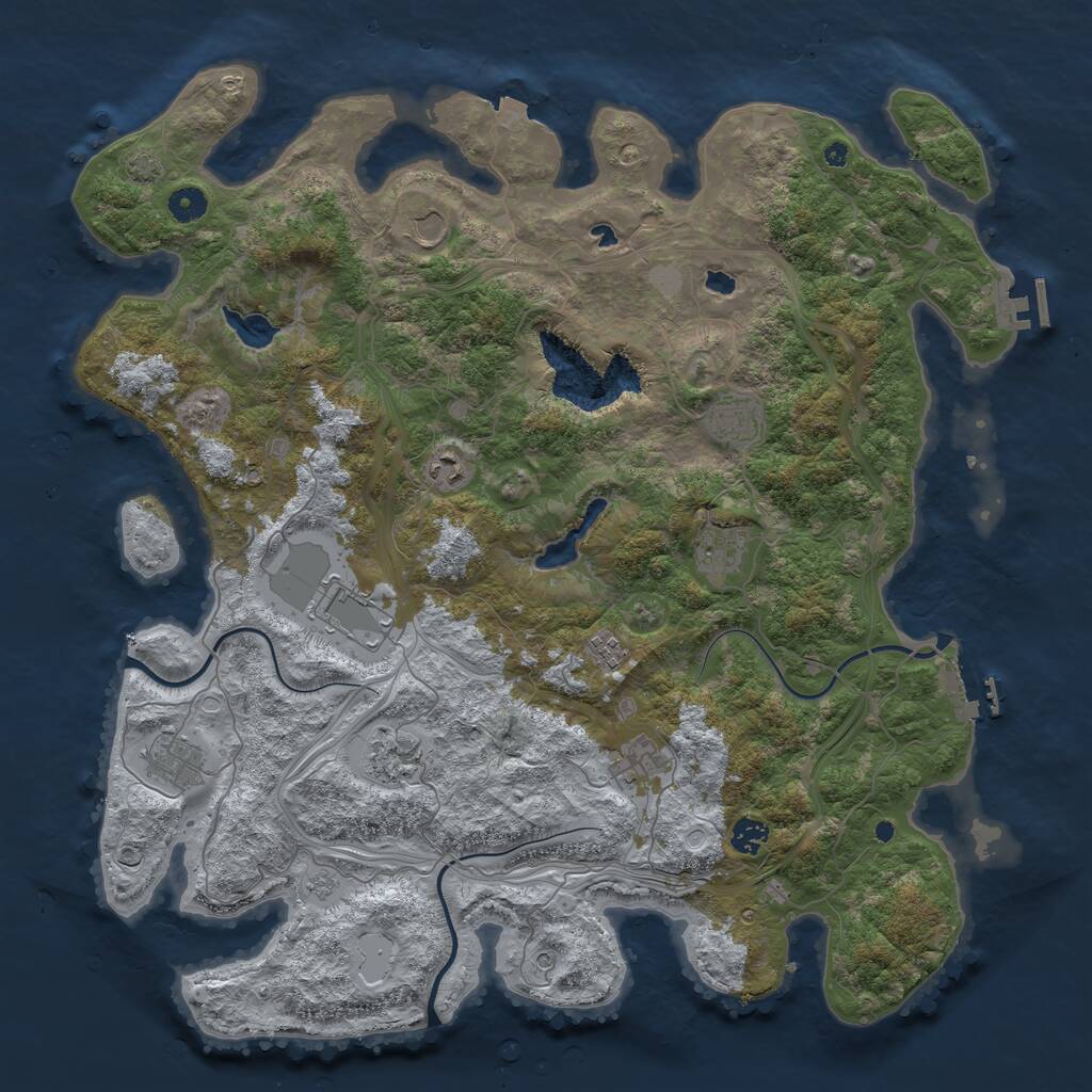 Rust Map: Procedural Map, Size: 4500, Seed: 1267645888, 16 Monuments