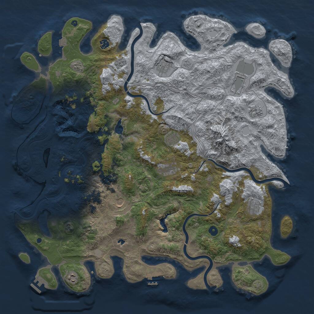 Rust Map: Procedural Map, Size: 5000, Seed: 641, 16 Monuments