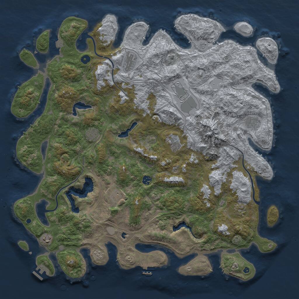 Rust Map: Procedural Map, Size: 5000, Seed: 641, 16 Monuments