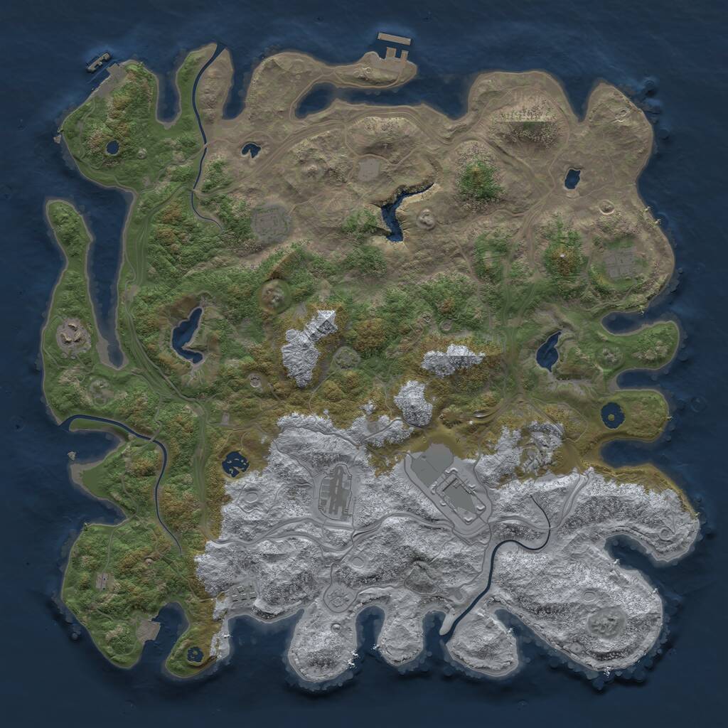 Rust Map: Procedural Map, Size: 4500, Seed: 1693227753, 14 Monuments
