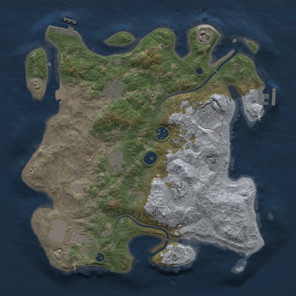 Rust Map: Procedural Map, Size: 3500, Seed: 423870, 12 Monuments