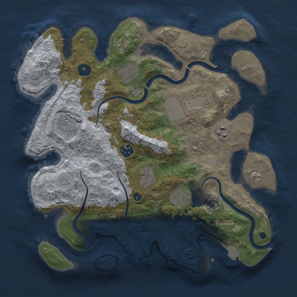 Rust Map: Procedural Map, Size: 3500, Seed: 1563823777, 12 Monuments