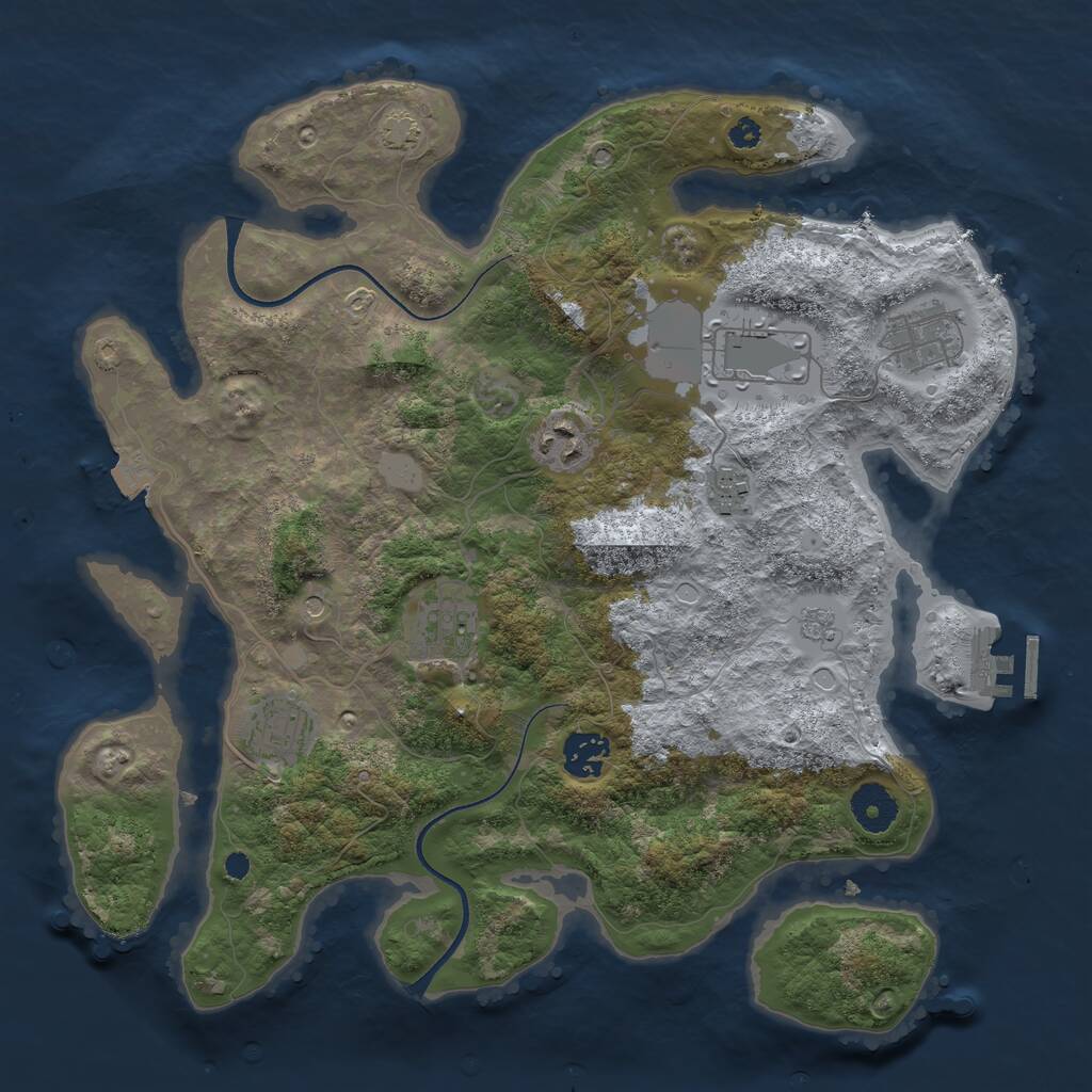 Rust Map: Procedural Map, Size: 3500, Seed: 895698573, 12 Monuments