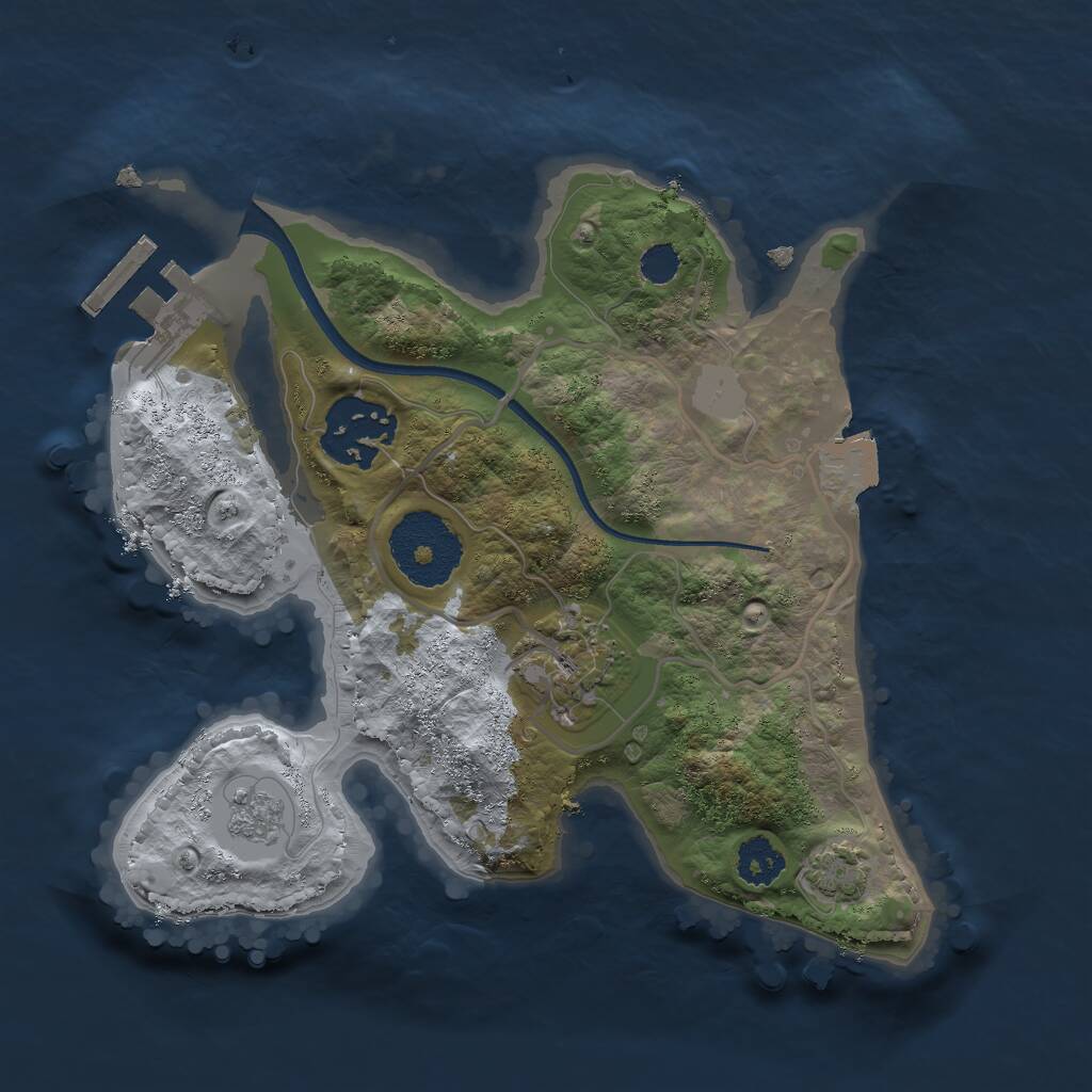 Rust Map: Procedural Map, Size: 2300, Seed: 2044315487, 6 Monuments