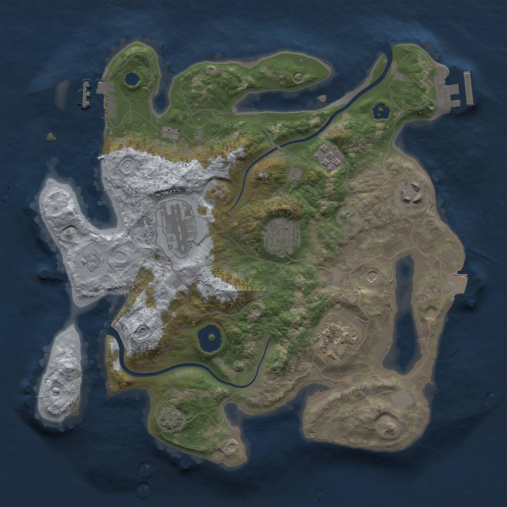 Rust Map: Procedural Map, Size: 3000, Seed: 347033744, 11 Monuments