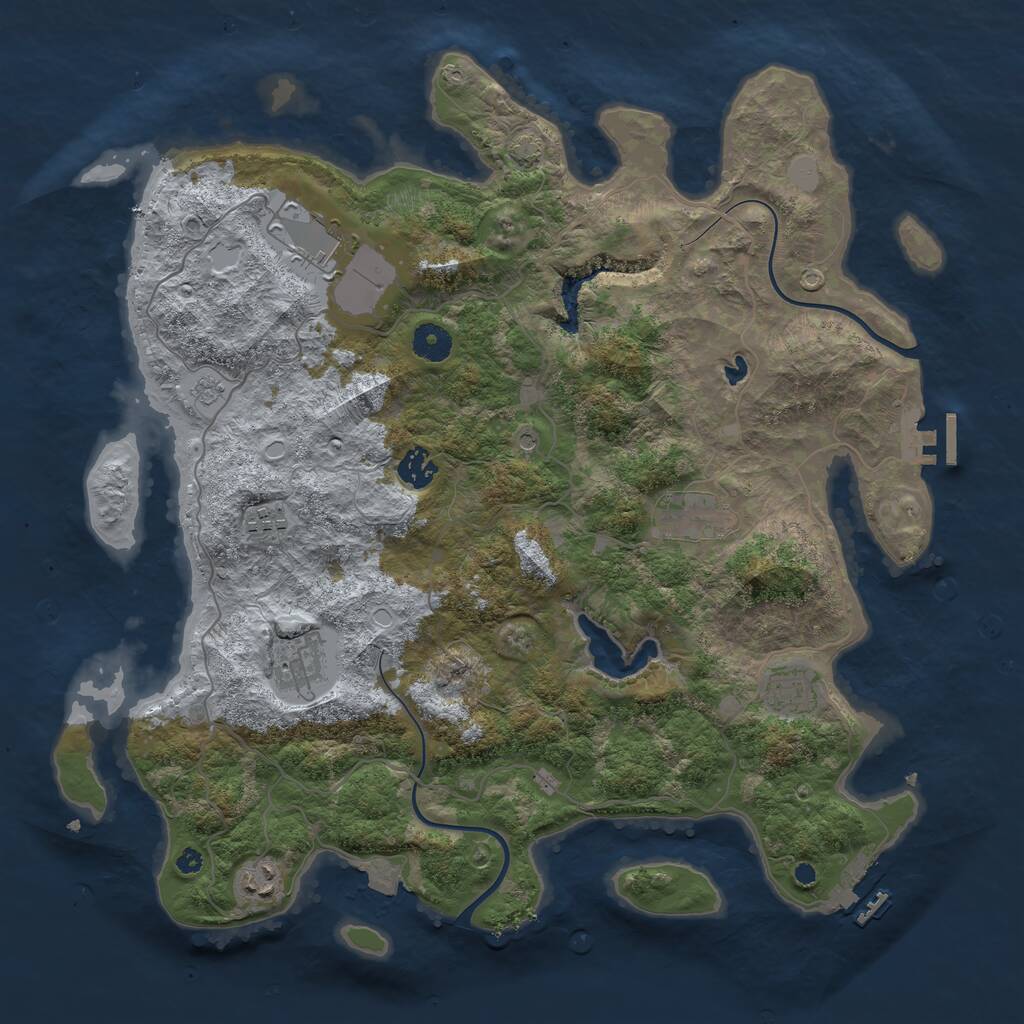 Rust Map: Procedural Map, Size: 4000, Seed: 1710941931, 13 Monuments