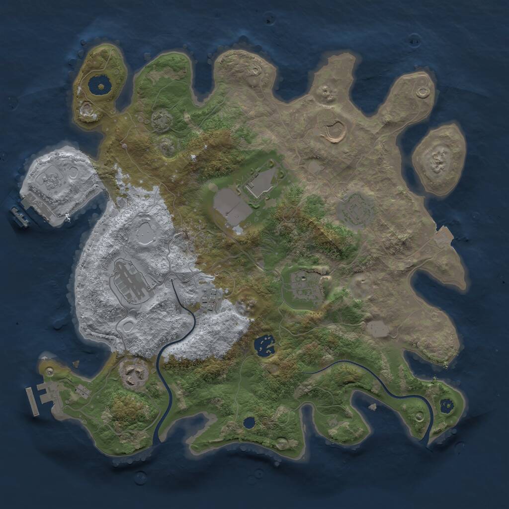 Rust Map: Procedural Map, Size: 3500, Seed: 1336228797, 13 Monuments