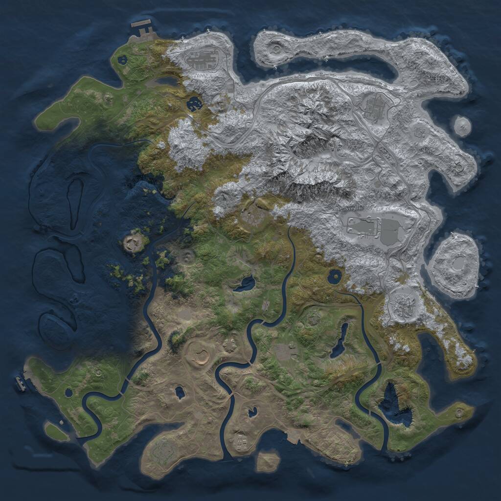 Rust Map: Procedural Map, Size: 5100, Seed: 887638590, 17 Monuments