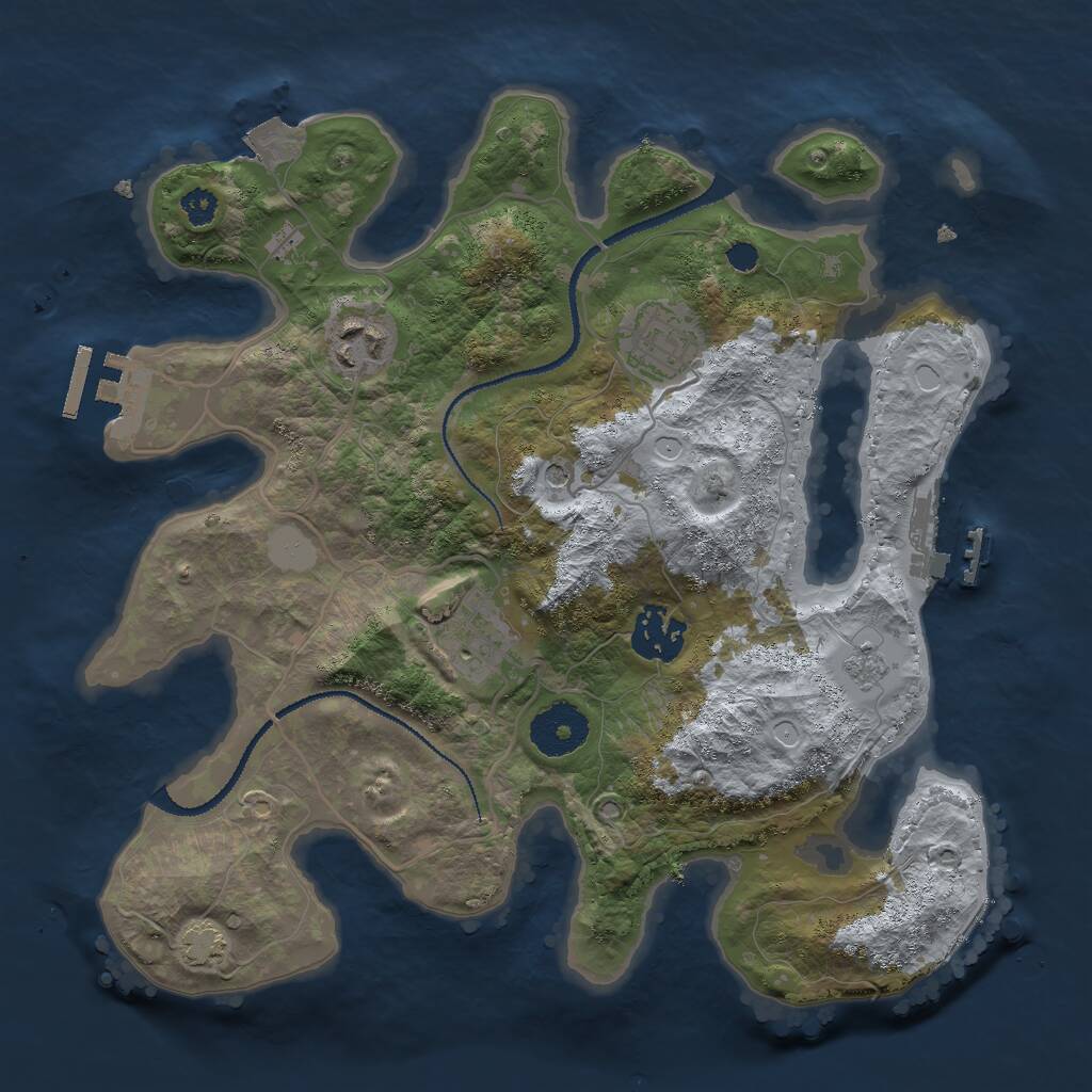 Rust Map: Procedural Map, Size: 3000, Seed: 96799, 10 Monuments