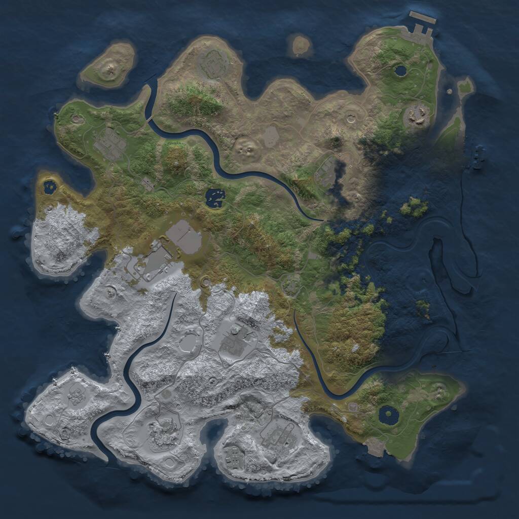 Rust Map: Procedural Map, Size: 3850, Seed: 235165660, 16 Monuments