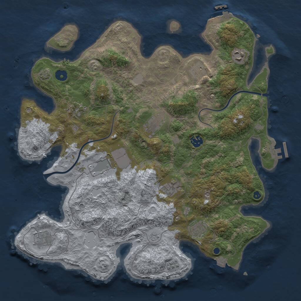 Rust Map: Procedural Map, Size: 3850, Seed: 235165660, 16 Monuments