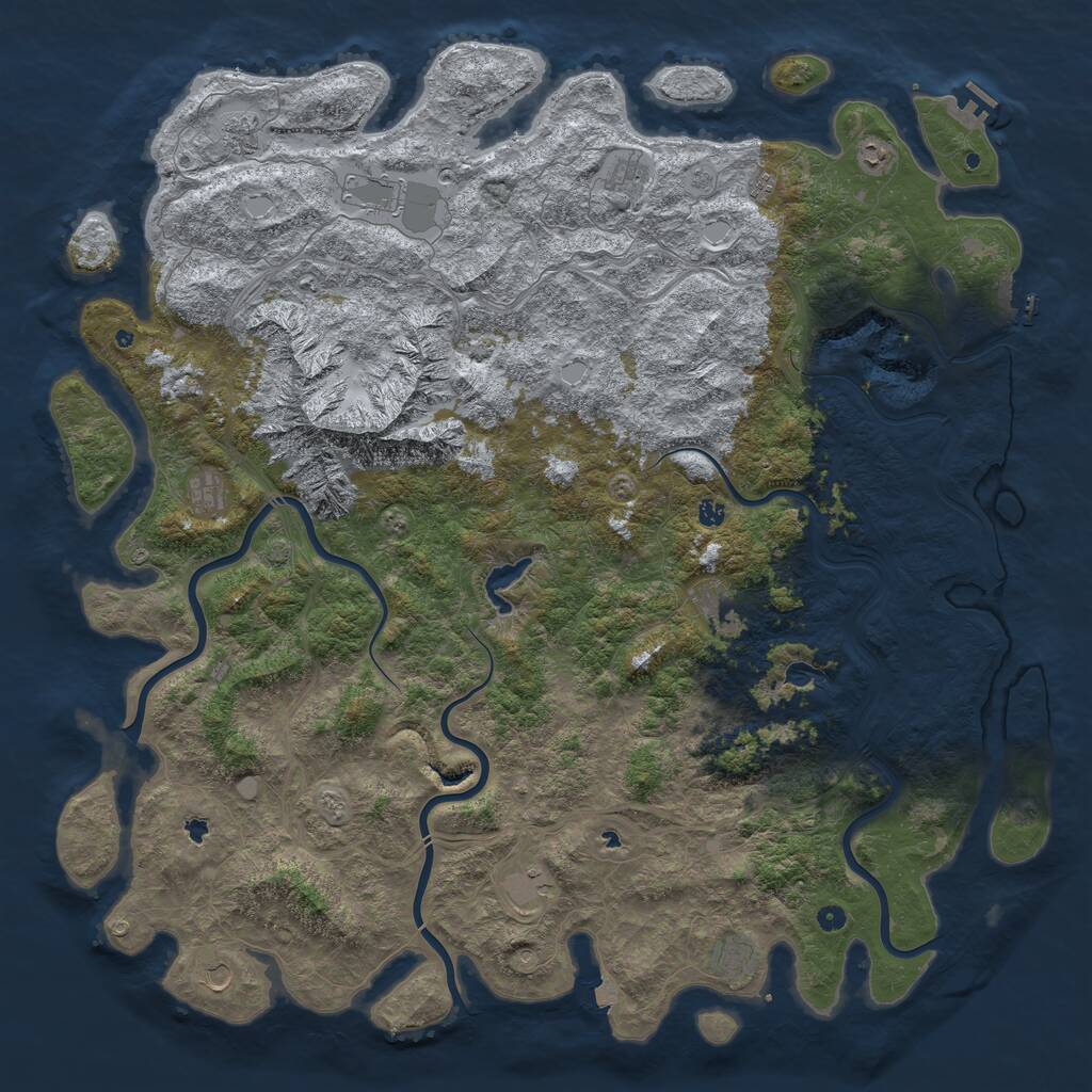 Rust Map: Procedural Map, Size: 6000, Seed: 1429401303, 17 Monuments