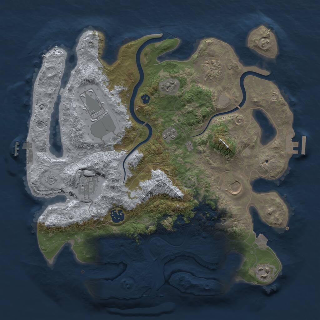 Rust Map: Procedural Map, Size: 3500, Seed: 8677868, 13 Monuments