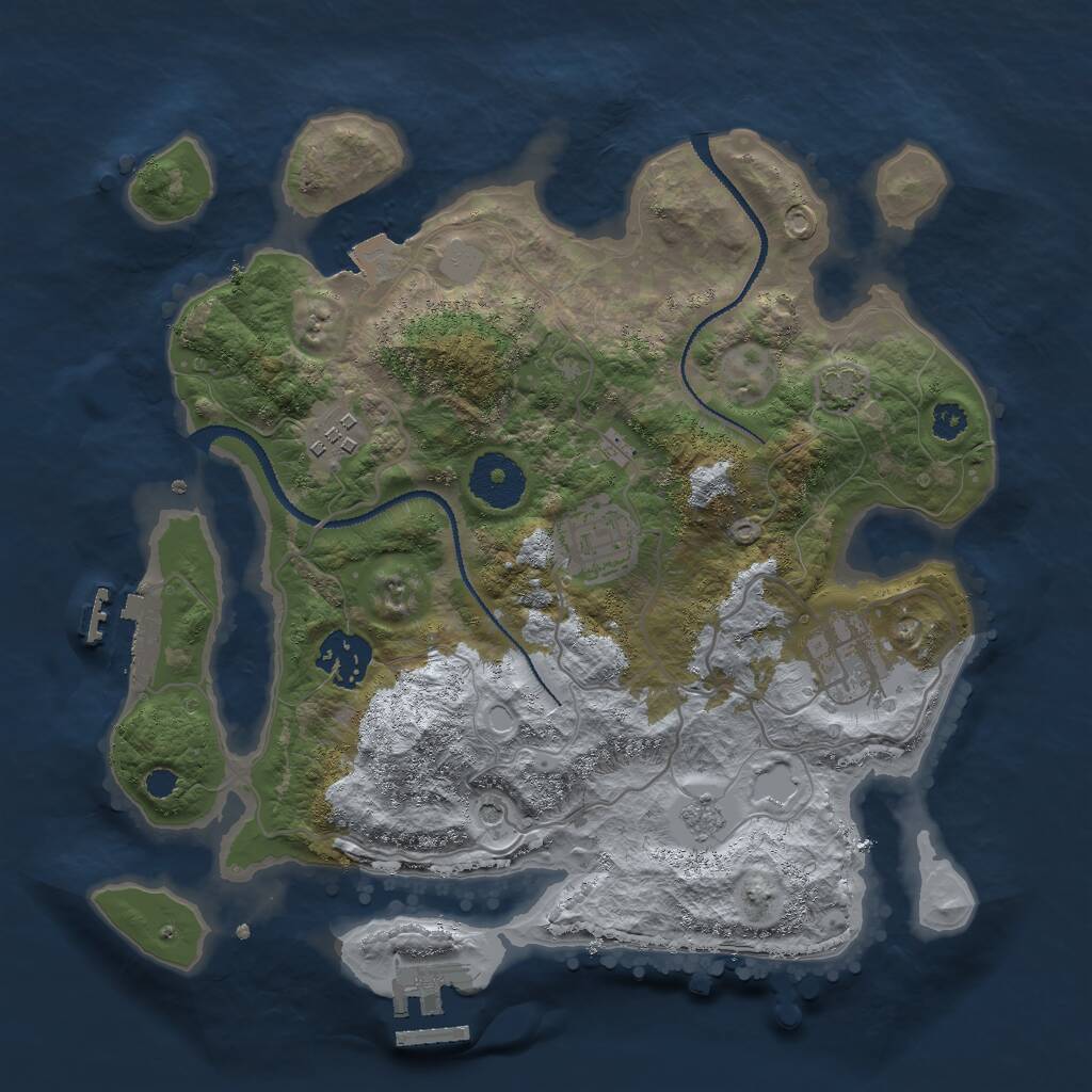 Rust Map: Procedural Map, Size: 3000, Seed: 59845, 10 Monuments