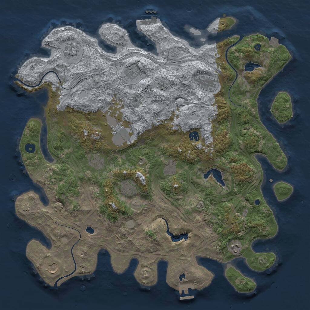 Rust Map: Procedural Map, Size: 4500, Seed: 1329128056, 17 Monuments