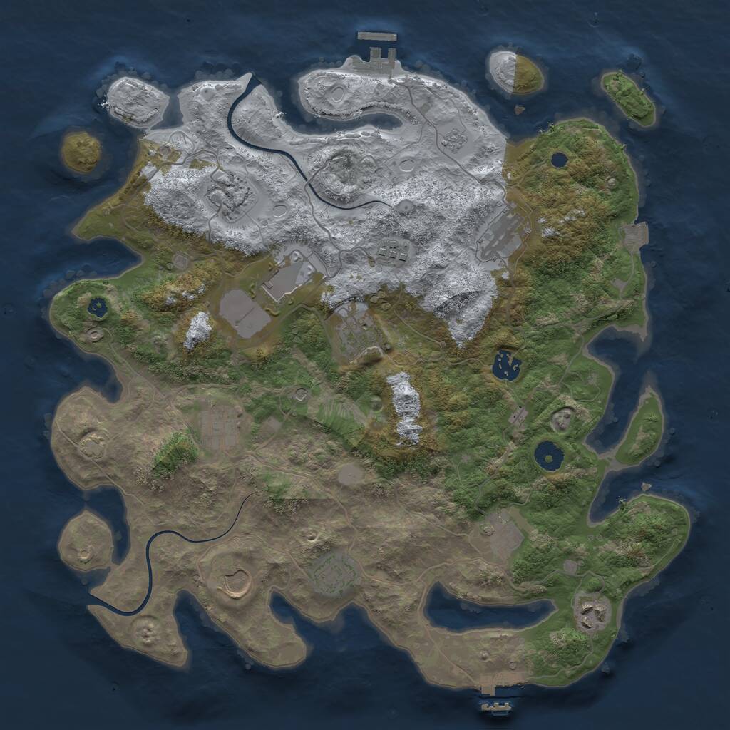 Rust Map: Procedural Map, Size: 3800, Seed: 35410840, 17 Monuments