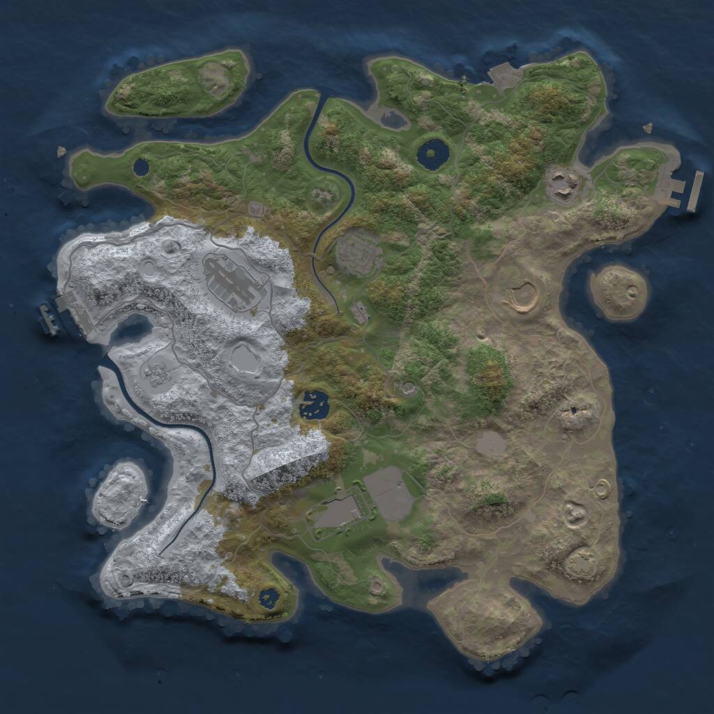 Rust Map: Procedural Map, Size: 3500, Seed: 1739400341, 12 Monuments