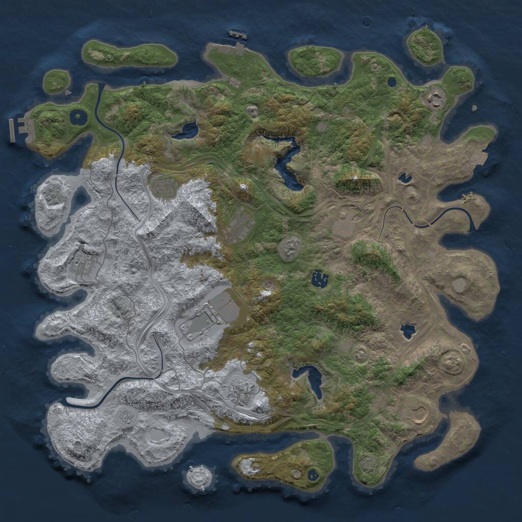 Rust Map: Procedural Map, Size: 4500, Seed: 137741533, 16 Monuments