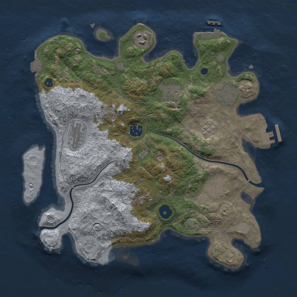 Rust Map: Procedural Map, Size: 3400, Seed: 779699744, 14 Monuments