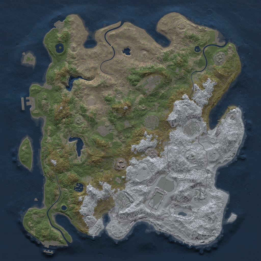 Rust Map: Procedural Map, Size: 4200, Seed: 801515697, 16 Monuments