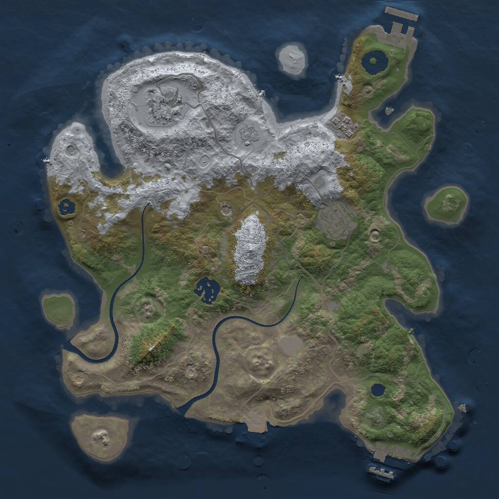 Rust Map: Procedural Map, Size: 3000, Seed: 23608, 9 Monuments