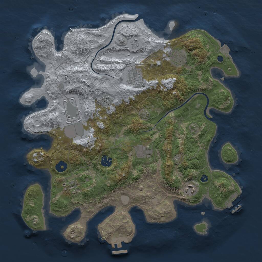 Rust Map: Procedural Map, Size: 3500, Seed: 1549062883, 14 Monuments