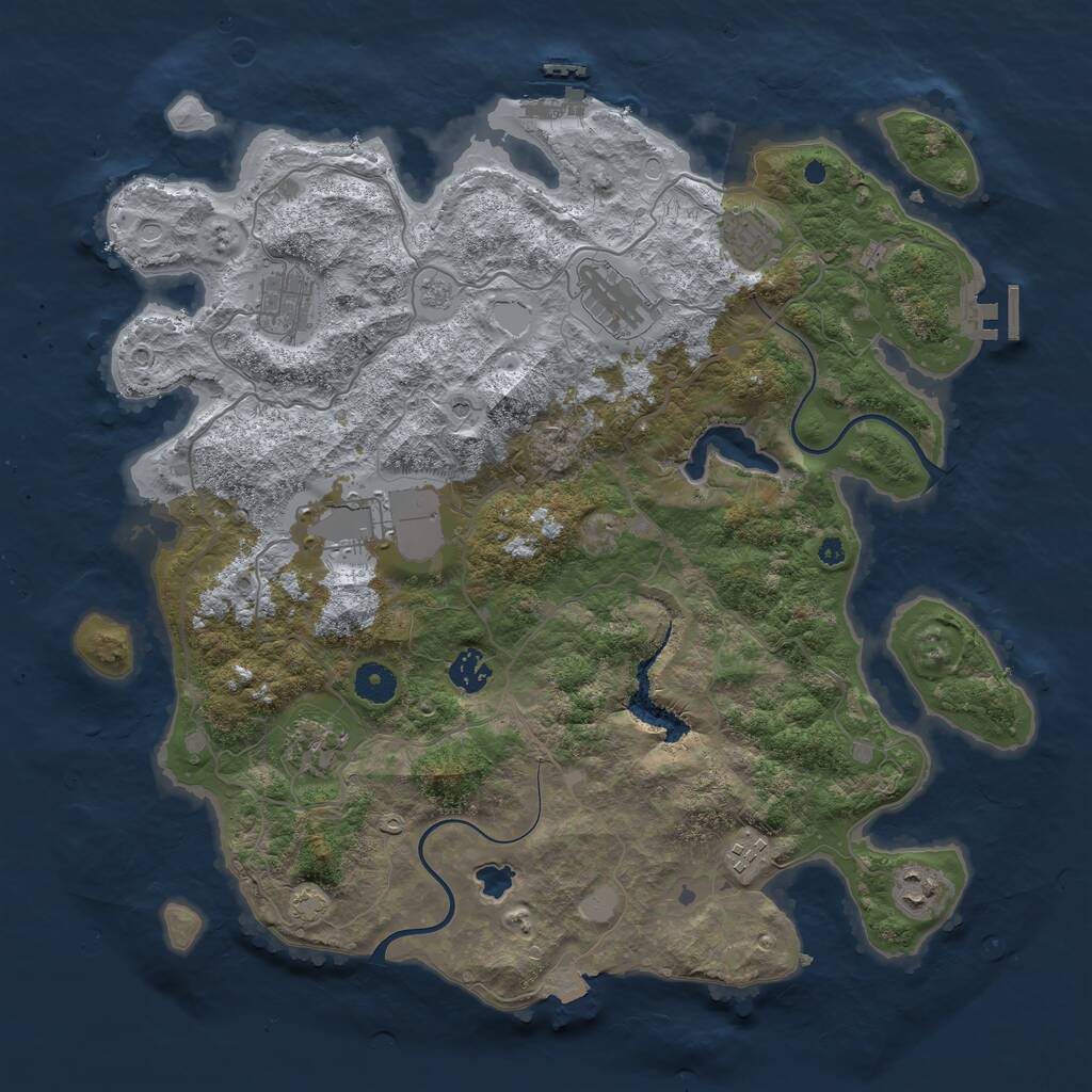 Rust Map: Procedural Map, Size: 4000, Seed: 1015577110, 14 Monuments