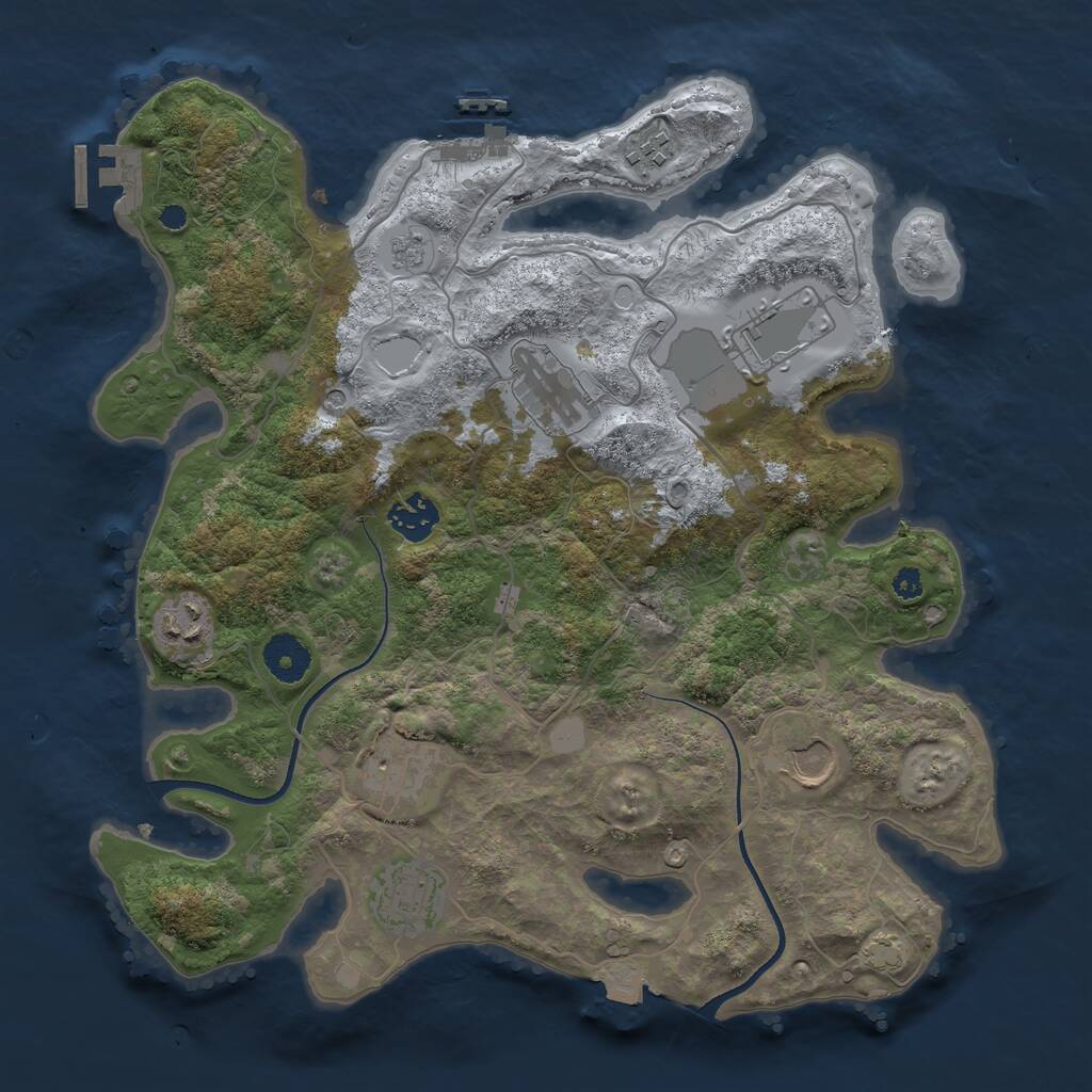 Rust Map: Procedural Map, Size: 3500, Seed: 773617746, 14 Monuments