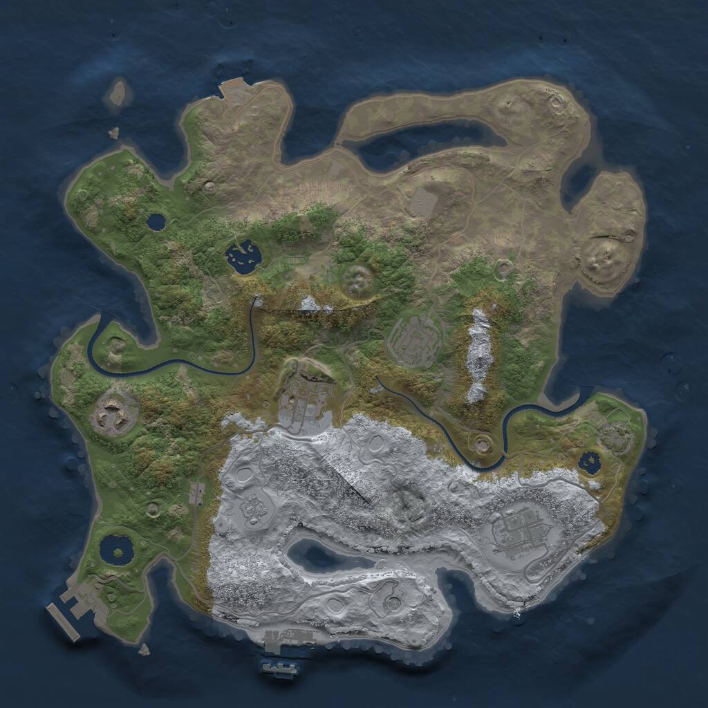 Rust Map: Procedural Map, Size: 3200, Seed: 55464821, 11 Monuments