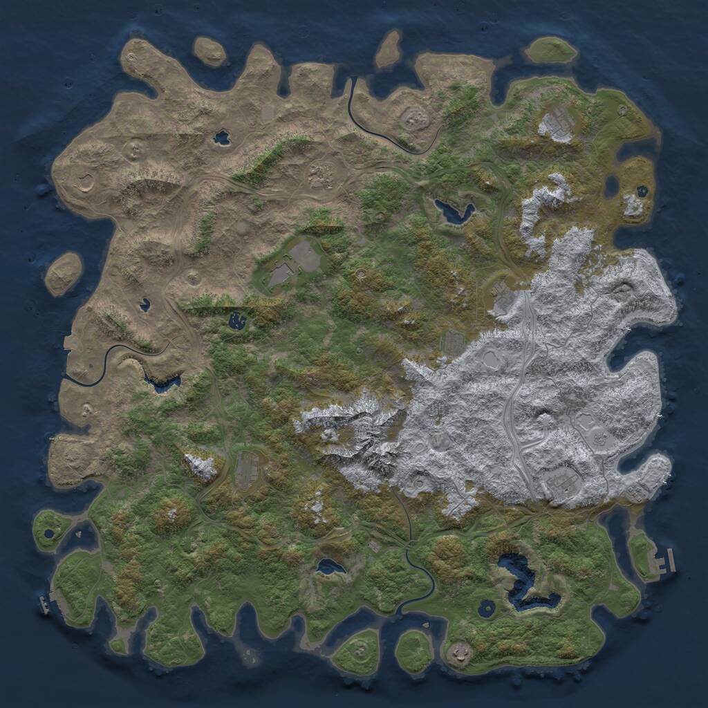 Rust Map: Procedural Map, Size: 6000, Seed: 5789, 17 Monuments