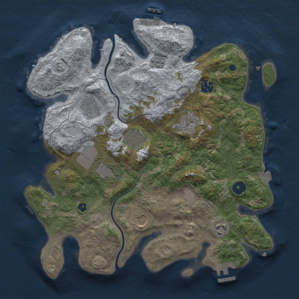 Rust Map: Procedural Map, Size: 3500, Seed: 1151696581, 14 Monuments