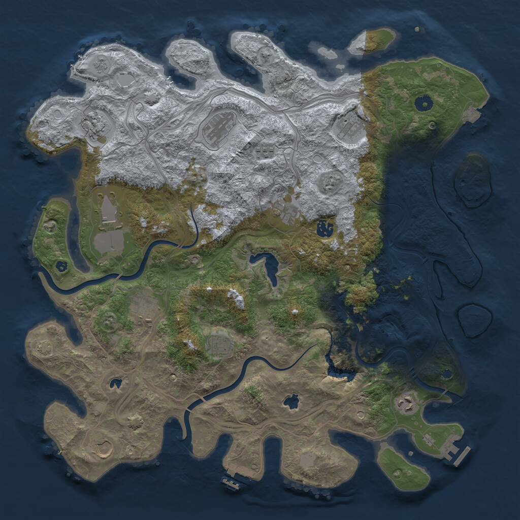 Rust Map: Procedural Map, Size: 4501, Seed: 1329128056, 17 Monuments