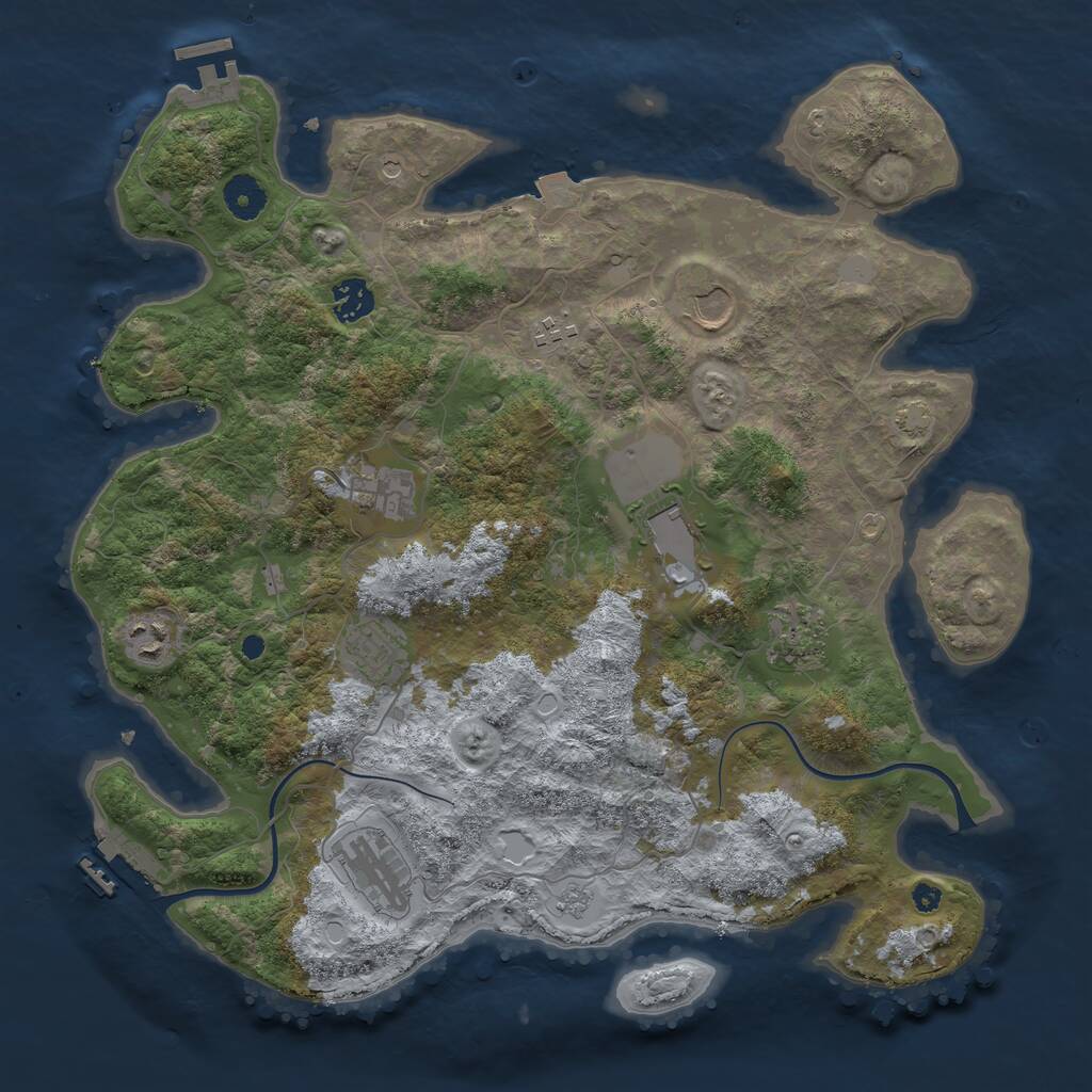 Rust Map: Procedural Map, Size: 3800, Seed: 16134636, 15 Monuments