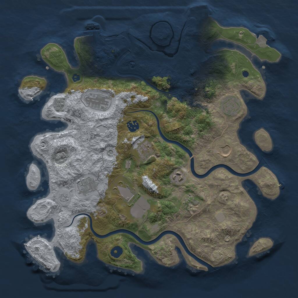 Rust Map: Procedural Map, Size: 3800, Seed: 1910089887, 16 Monuments