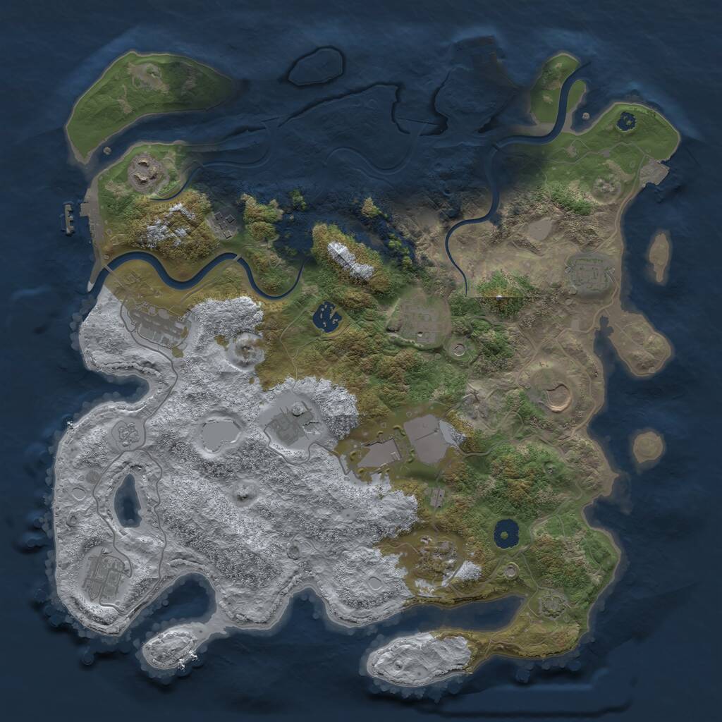 Rust Map: Procedural Map, Size: 3900, Seed: 2702, 17 Monuments
