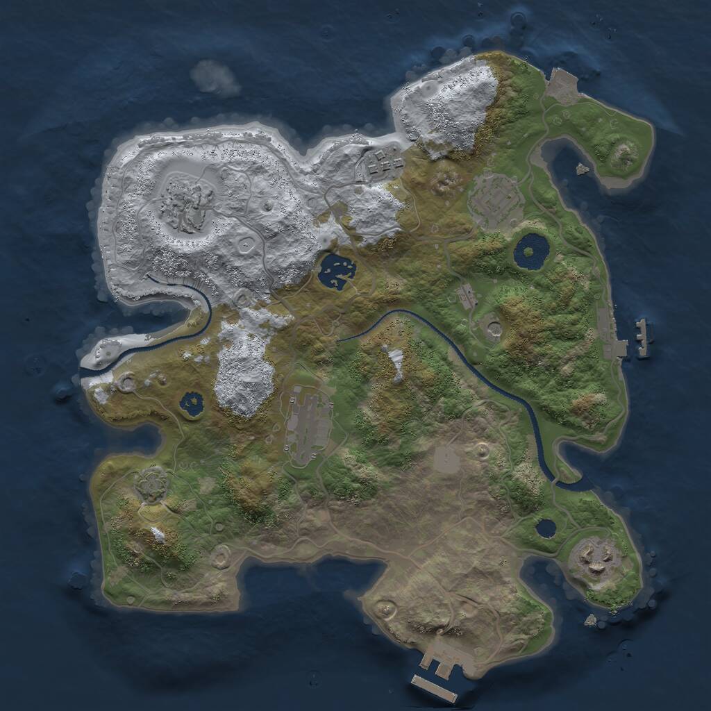 Rust Map: Procedural Map, Size: 3000, Seed: 23653, 11 Monuments