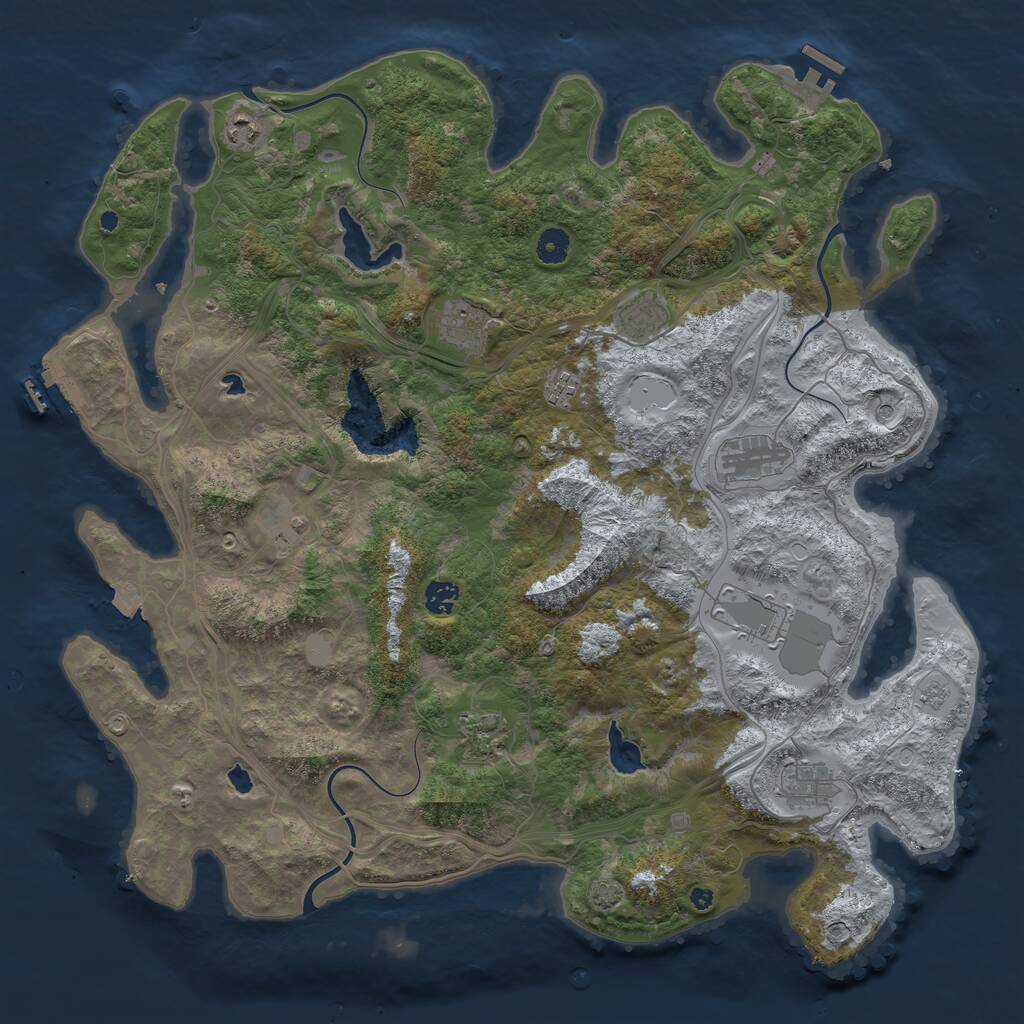 Rust Map: Procedural Map, Size: 4500, Seed: 54158, 16 Monuments