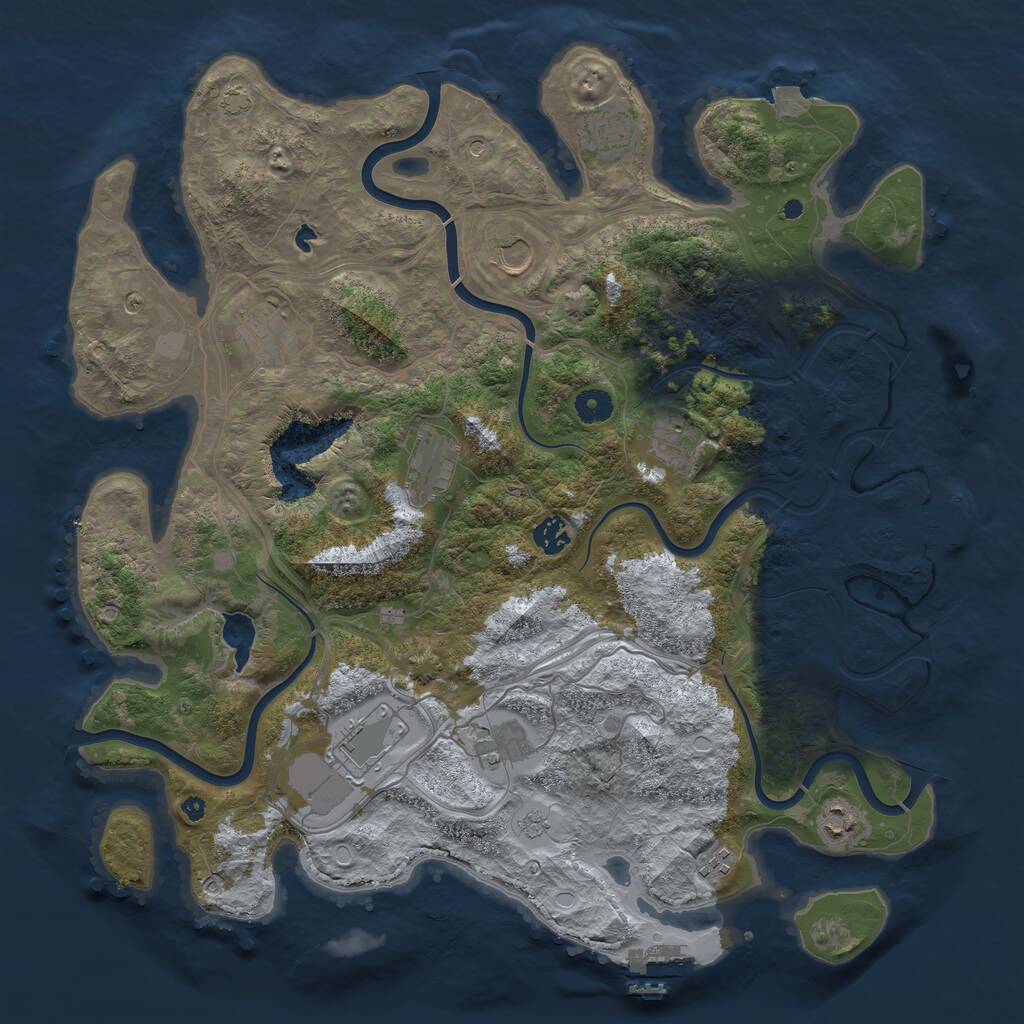 Rust Map: Procedural Map, Size: 4250, Seed: 1145144097, 16 Monuments