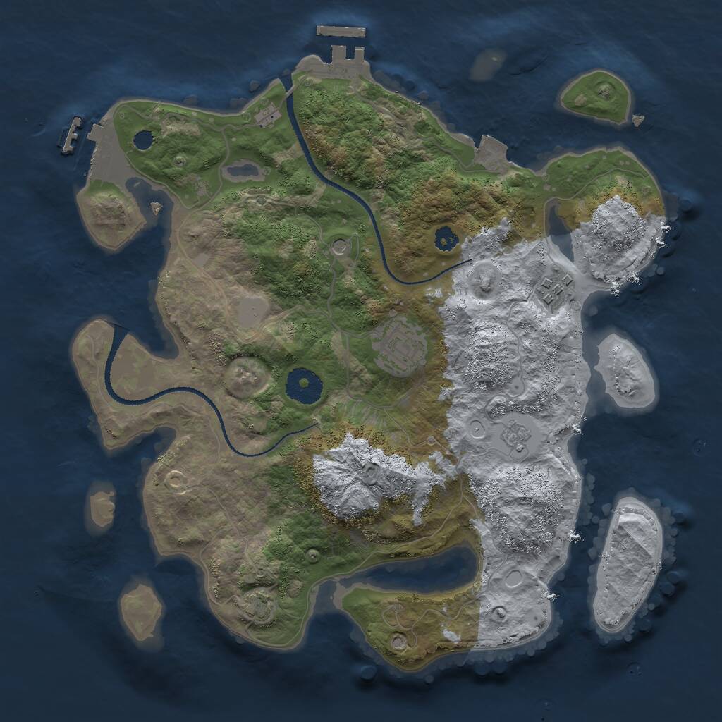 Rust Map: Procedural Map, Size: 3000, Seed: 2104438352, 8 Monuments