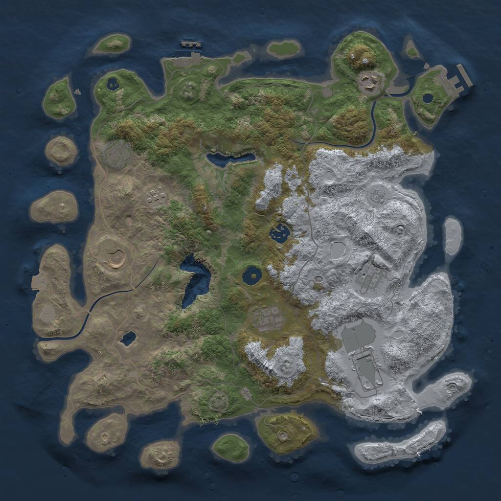 Rust Map: Procedural Map, Size: 4000, Seed: 2080253502, 14 Monuments