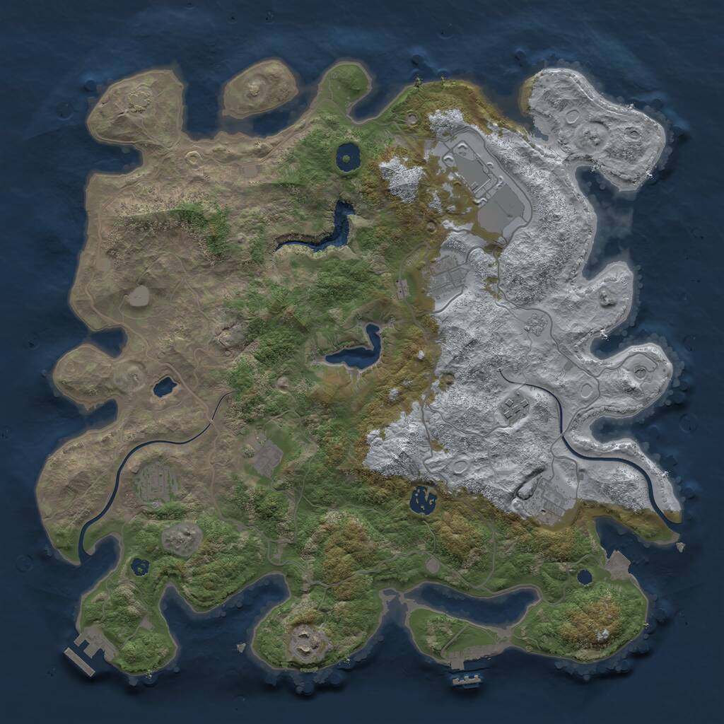 Rust Map: Procedural Map, Size: 4000, Seed: 1234565890, 14 Monuments